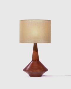 Lampe Bahia en bois et lin naturel avec design minimaliste et écoresponsable