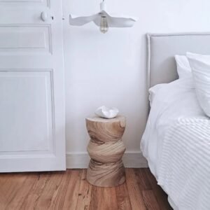 Suspension artisanale Nuage Blanc fait main, en lin naturel, pour une décoration élégante et éco-responsable.