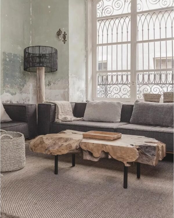 Table basse ROOT en teck recyclé avec pieds en fer