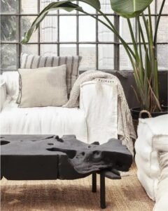 Table basse ROOT en teck recyclé avec pieds en fer