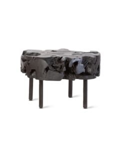 Table d’appoint ROOT en teck recyclé avec pieds en fer noir, design éthique