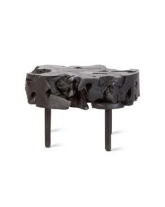 Table d’appoint ROOT en teck recyclé avec pieds en fer noir, design éthique