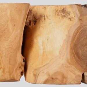 Table d’appoint ROOT en teck recyclé avec pieds en fer noir, design éthique