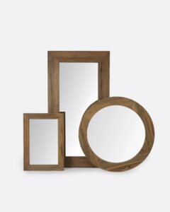 Grand miroir rectangulaire artisanal en teck recyclé – Image 2