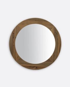 Miroir rond EROSI 130 cm en teck recyclé, design artisanal et écoresponsable