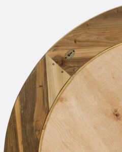 Miroir rond EROSI 130 cm en teck recyclé, design artisanal et écoresponsable