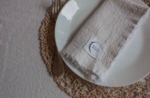 Serviette de table en lin français naturel durable – Maïsaura Home