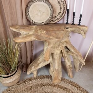 Console Artisanale en racine de teck massif – 100x80 cm