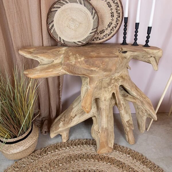 Console Artisanale en racine de teck massif – 100x80 cm