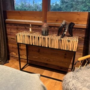 Console Artisanale en branches de teck – 100 x 30 x H75 cm – Image 3