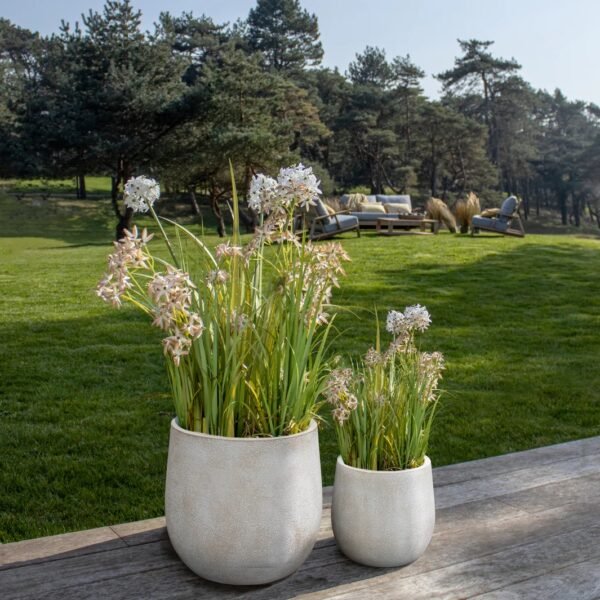 Set de 2 pots bas ronds en terre d’argile