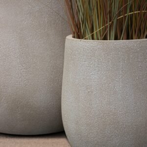 Set de 2 pots bas ronds en terre d’argile – Image 3