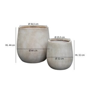 Set de 2 pots bas ronds en terre d’argile – Image 4