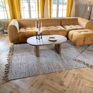 Tapis en cuir recyclé, jute et coton – 160 x 230 cm – Image 3