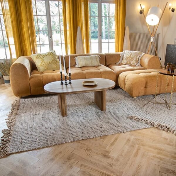 Tapis en cuir recyclé, jute et coton – 160 x 230 cm