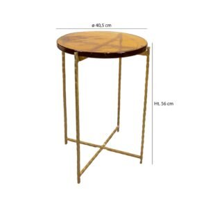 Table Belli en métal martelé doré et verre recyclé jaune – 40,5 x H56 cm – Image 6