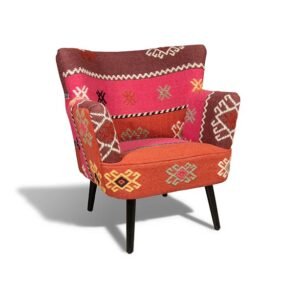 Fauteuil Artisanal en kilim brodé — 68 x 70 x 77,5 cm – Image 2