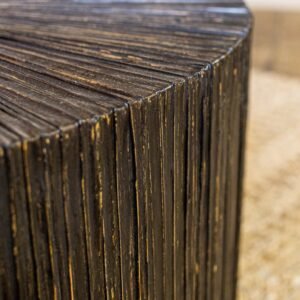Table basse Tupai en bois et feuilles de cocotier – Ø75 cm – Image 5