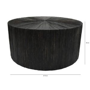 Table basse Tupai en bois et feuilles de cocotier – Ø75 cm – Image 6